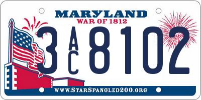 MD license plate 3AC8102