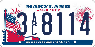 MD license plate 3AC8114