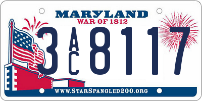 MD license plate 3AC8117