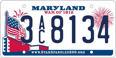 MD license plate 3AC8134