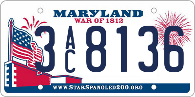 MD license plate 3AC8136