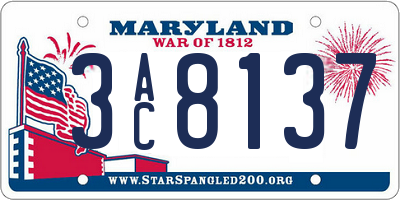 MD license plate 3AC8137