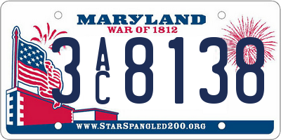 MD license plate 3AC8138