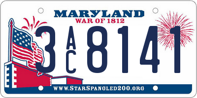 MD license plate 3AC8141