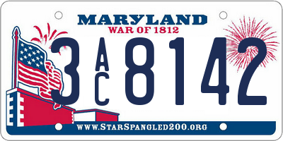 MD license plate 3AC8142