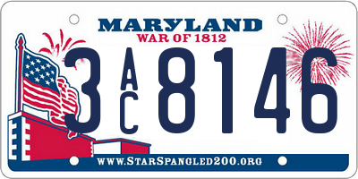 MD license plate 3AC8146