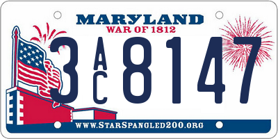 MD license plate 3AC8147