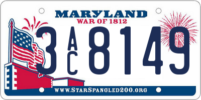 MD license plate 3AC8149