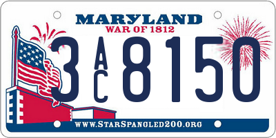 MD license plate 3AC8150