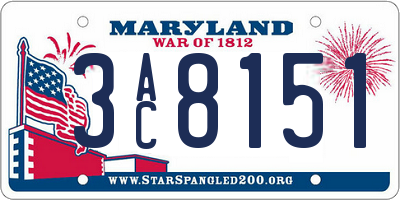 MD license plate 3AC8151