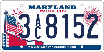 MD license plate 3AC8152