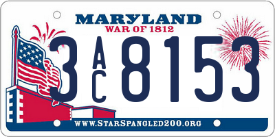 MD license plate 3AC8153