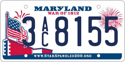 MD license plate 3AC8155