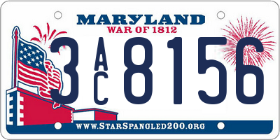 MD license plate 3AC8156