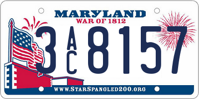 MD license plate 3AC8157