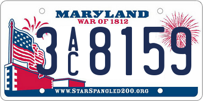 MD license plate 3AC8159