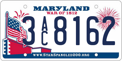 MD license plate 3AC8162