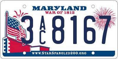 MD license plate 3AC8167