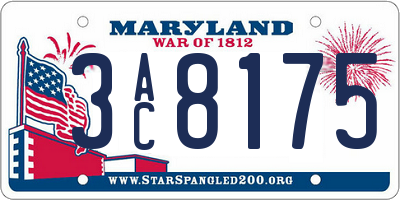 MD license plate 3AC8175