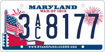 MD license plate 3AC8177