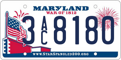 MD license plate 3AC8180