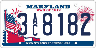 MD license plate 3AC8182