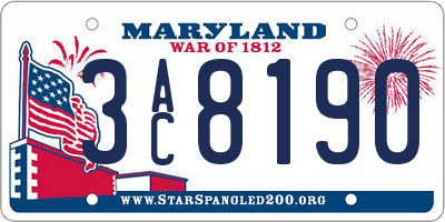 MD license plate 3AC8190
