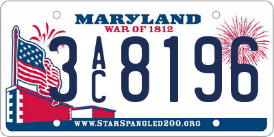 MD license plate 3AC8196