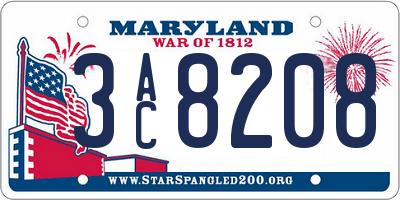 MD license plate 3AC8208