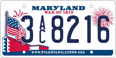 MD license plate 3AC8216