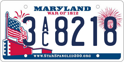 MD license plate 3AC8218