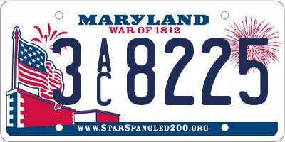 MD license plate 3AC8225