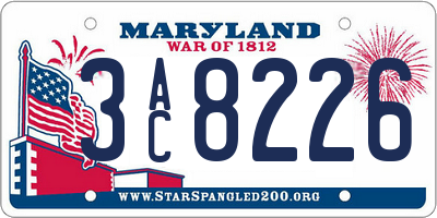 MD license plate 3AC8226