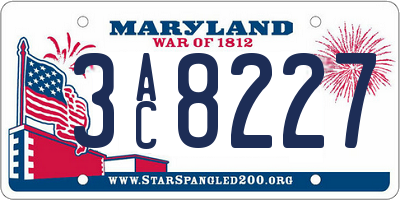 MD license plate 3AC8227