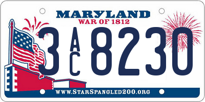MD license plate 3AC8230