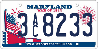 MD license plate 3AC8233