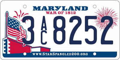 MD license plate 3AC8252