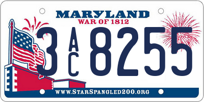 MD license plate 3AC8255