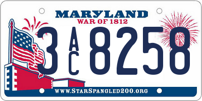 MD license plate 3AC8258