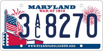 MD license plate 3AC8270