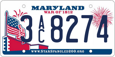 MD license plate 3AC8274