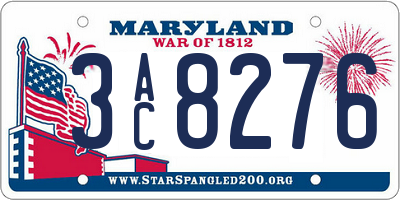 MD license plate 3AC8276
