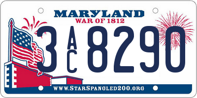 MD license plate 3AC8290