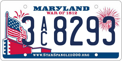 MD license plate 3AC8293