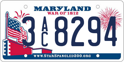 MD license plate 3AC8294