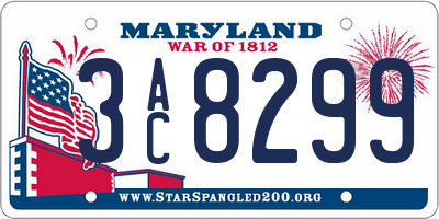 MD license plate 3AC8299