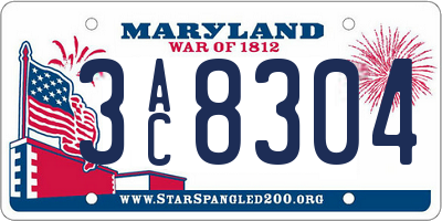 MD license plate 3AC8304