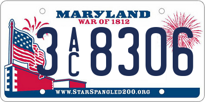 MD license plate 3AC8306