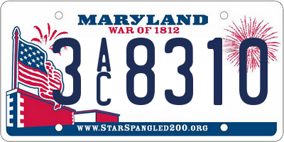 MD license plate 3AC8310