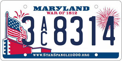 MD license plate 3AC8314